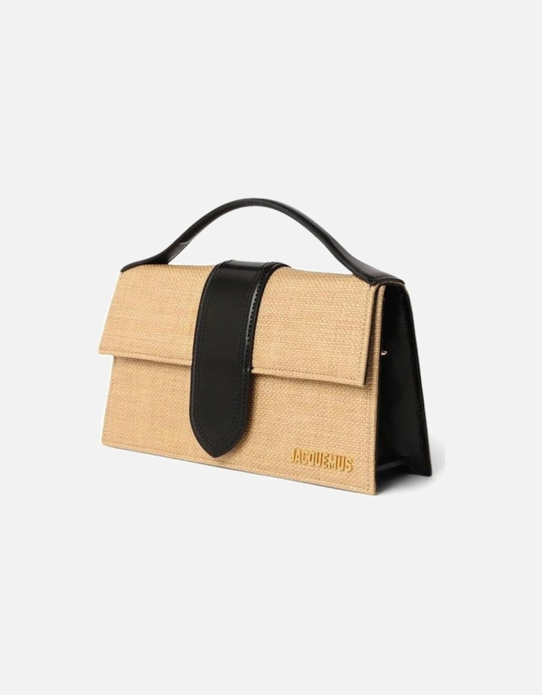 Structured Top Handle Bag with Flap Closure and Decorative Strap