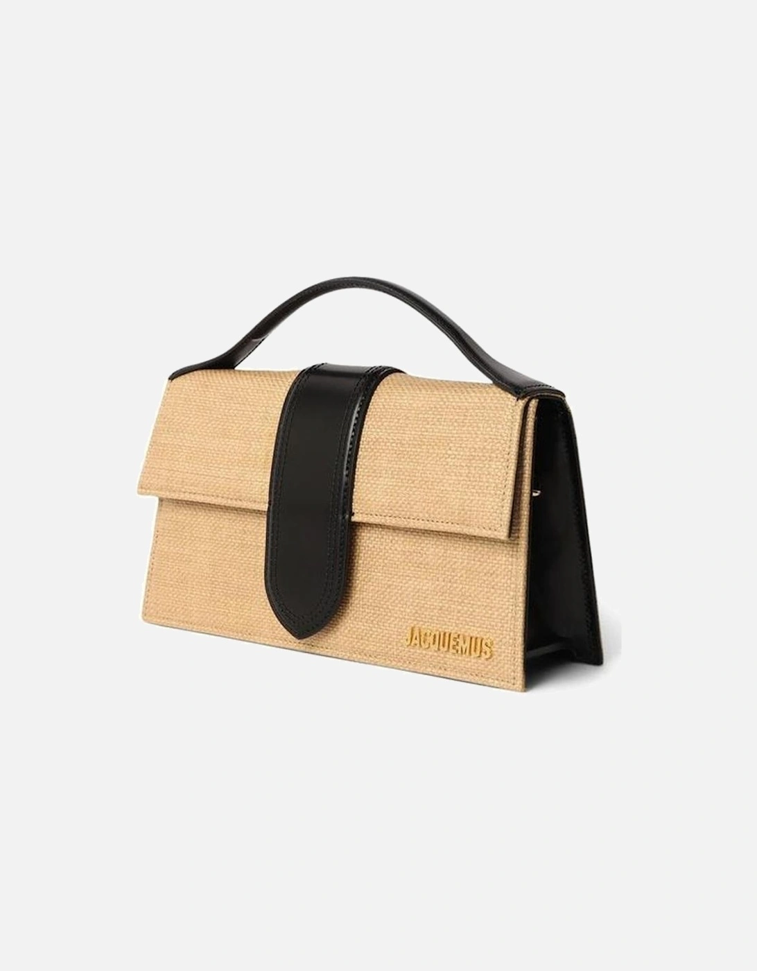 Structured Top Handle Bag with Flap Closure and Decorative Strap