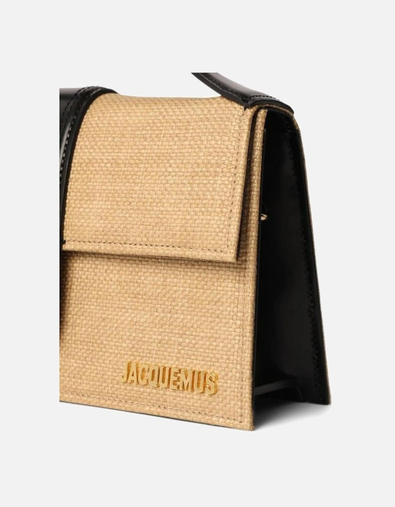 Structured Top Handle Bag with Flap Closure and Decorative Strap