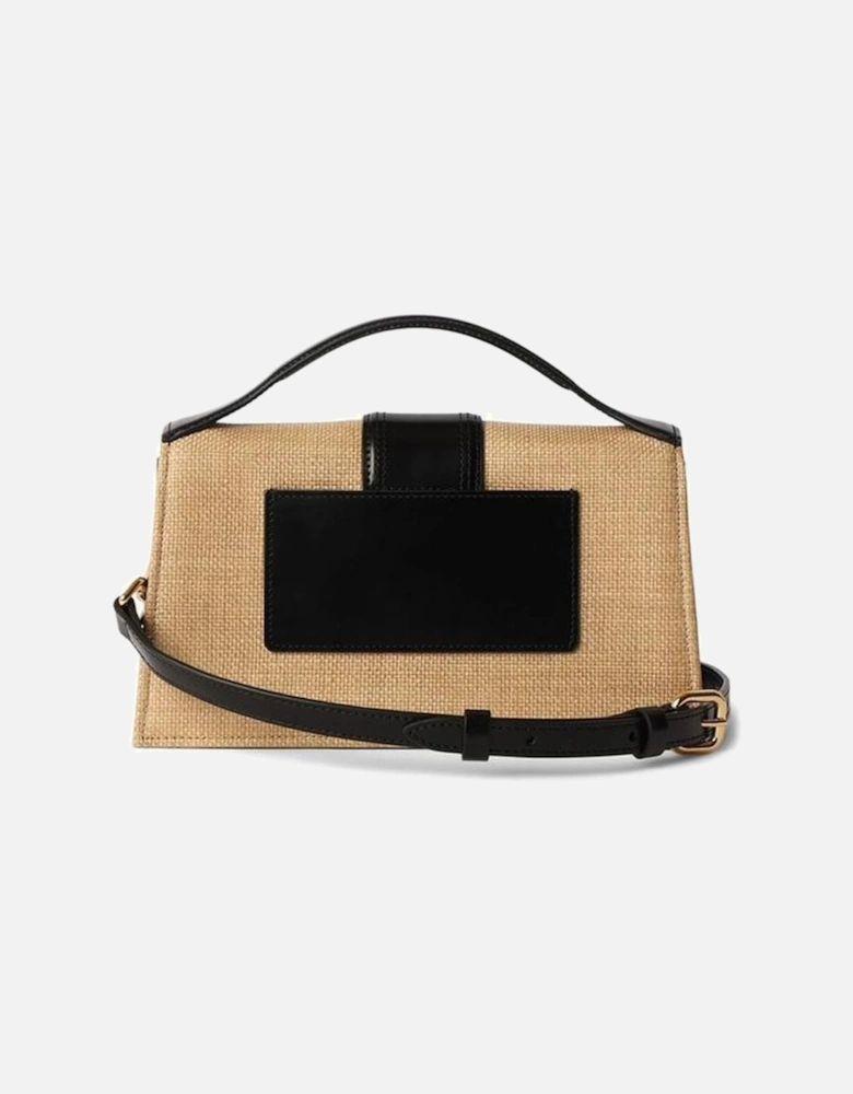 Structured Top Handle Bag with Flap Closure and Decorative Strap