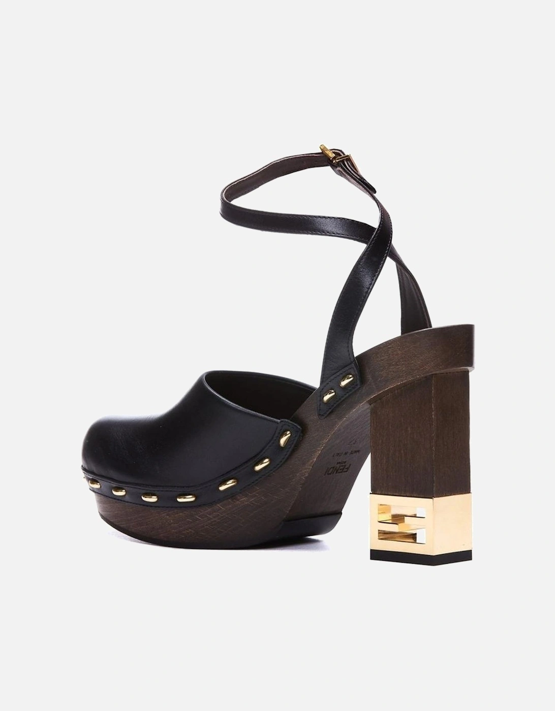 Calf Leather Heeled Round Toe Ankle Buckle Boots Women - Black Pumps
