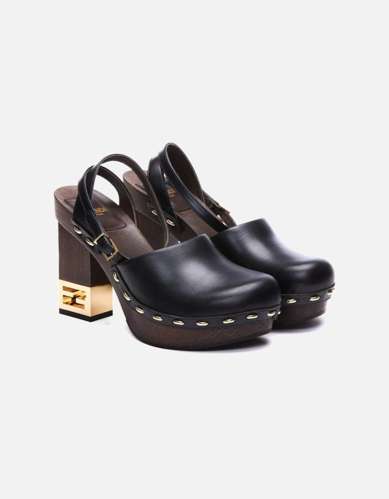 Calf Leather Heeled Round Toe Ankle Buckle Boots Women - Black Pumps