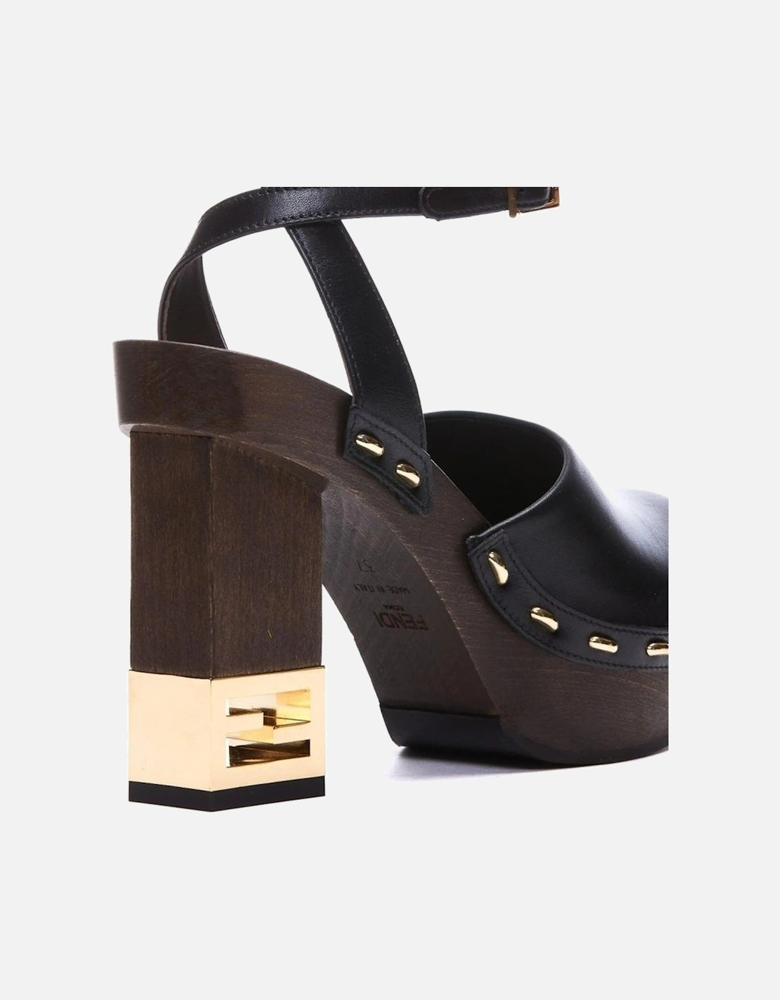Calf Leather Heeled Round Toe Ankle Buckle Boots Women - Black Pumps
