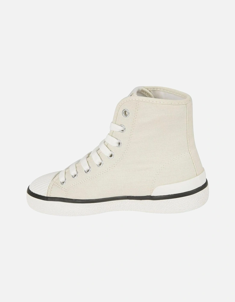 Canvas Lace-Up Sneakers with Rubber Sole Women - Beige