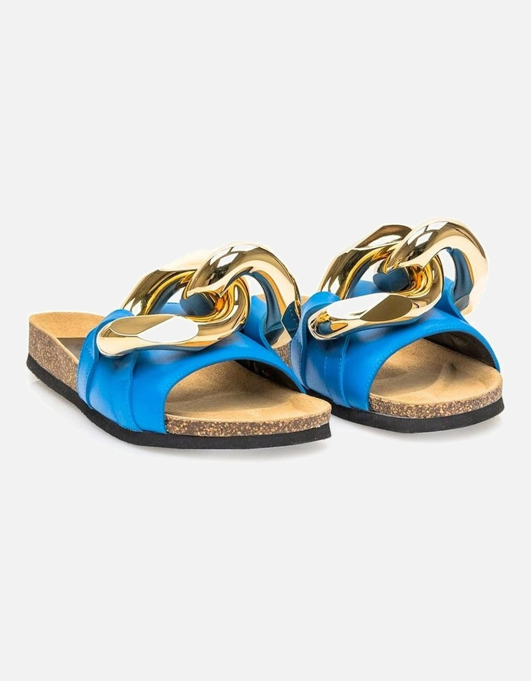 Calf Leather Loafers with Gold Hardware Women - Blue Sandals