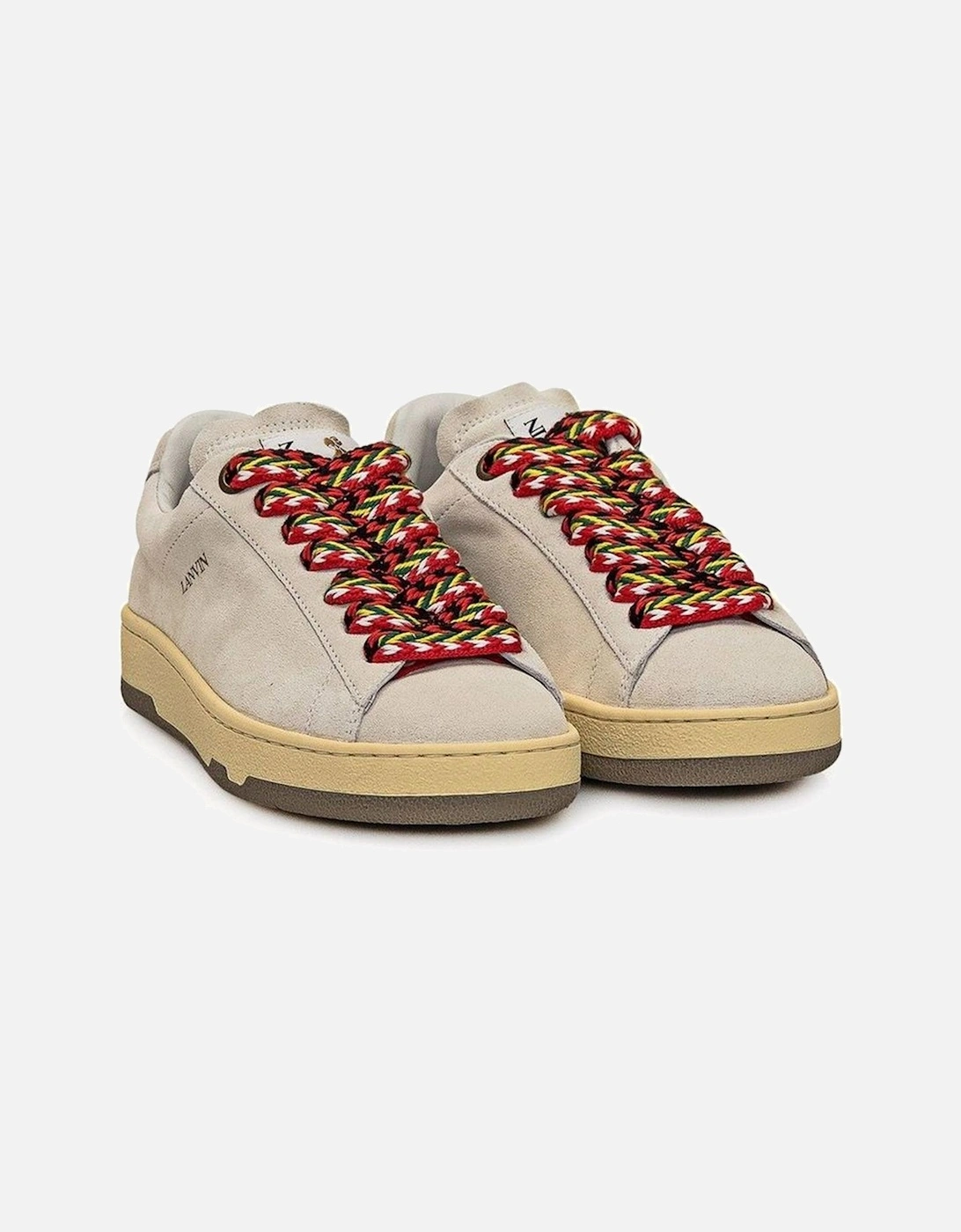 Suede Effect Leather Lace-up Shoes Women - Gray Sneakers