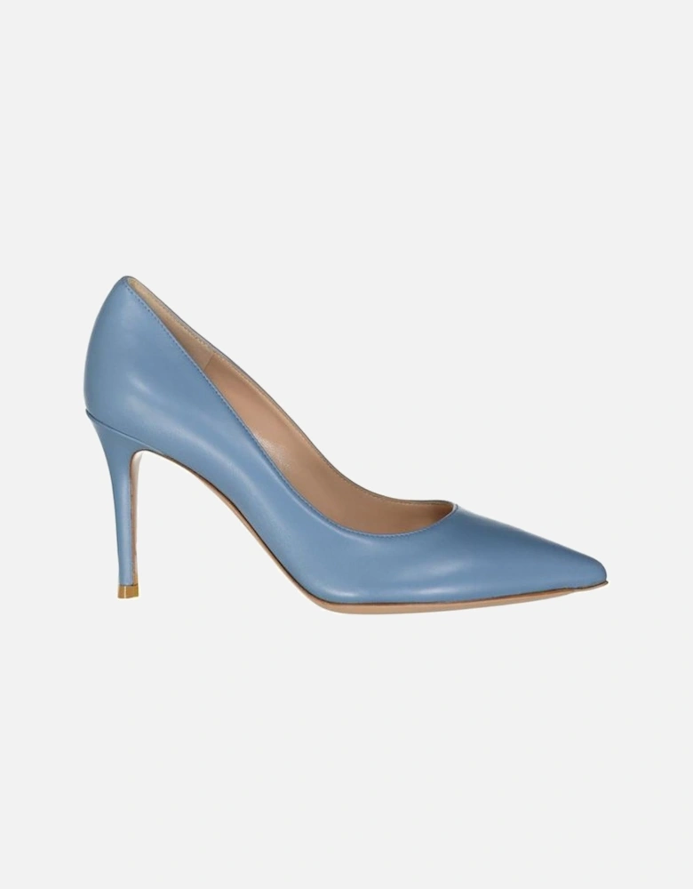 Pointed Toe Leather Heeled Shoes Women - Blue Pumps
