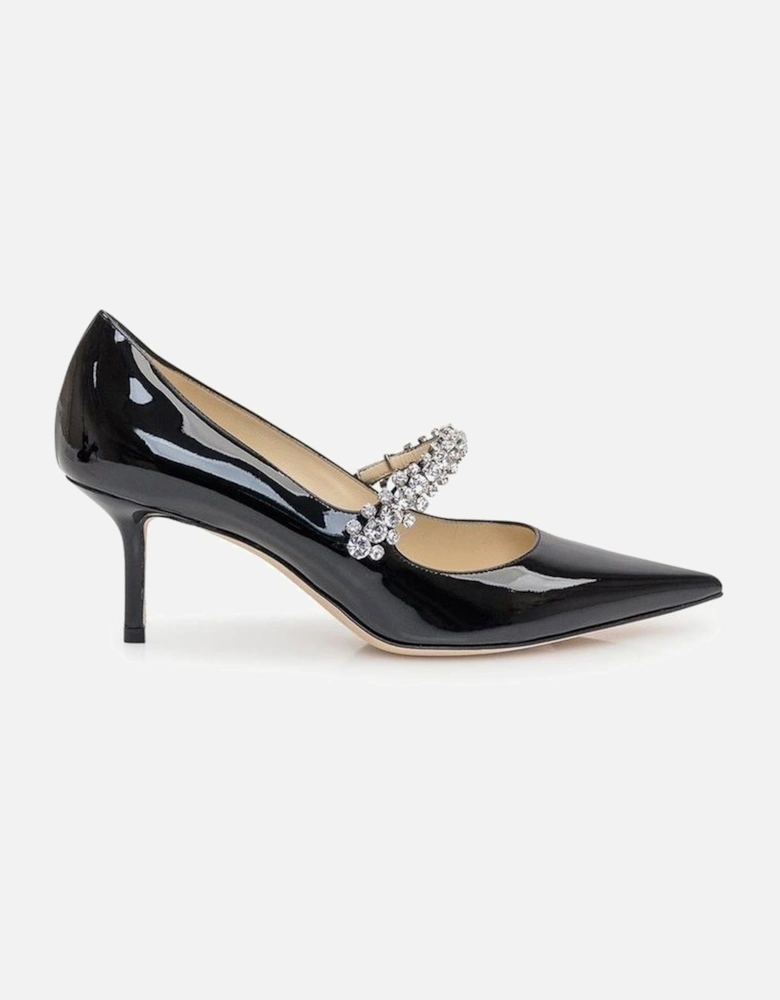 Crystal-Embellished Patent Leather Pointed Toe Heels Women - Black