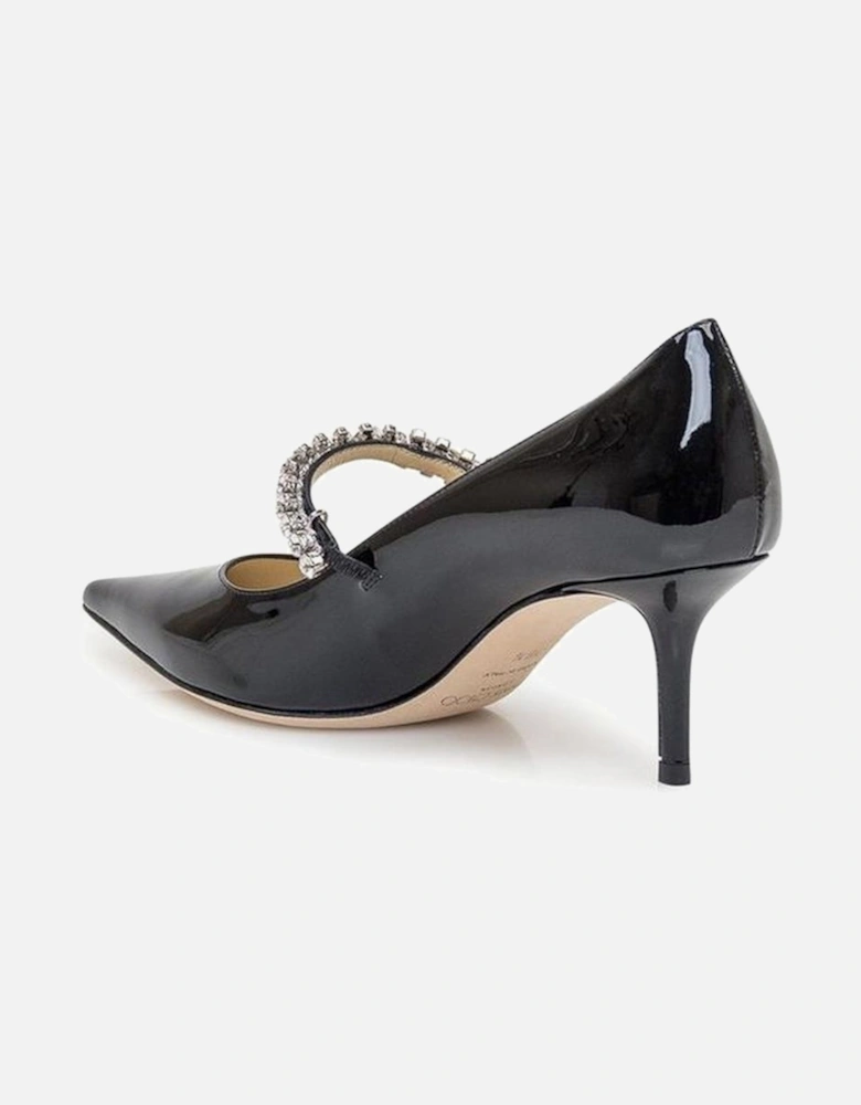 Crystal-Embellished Patent Leather Pointed Toe Heels Women - Black