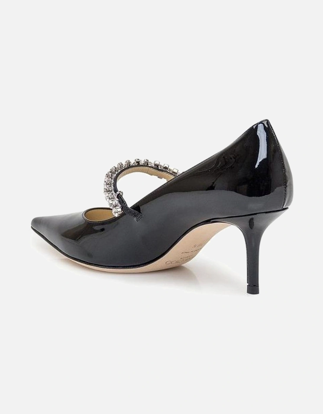 Crystal-Embellished Patent Leather Pointed Toe Heels Women - Black