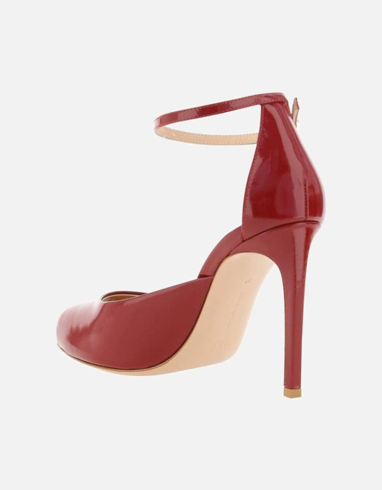 Glossy Leather Square Peep Toe Stiletto Heels Women - Red Pumps