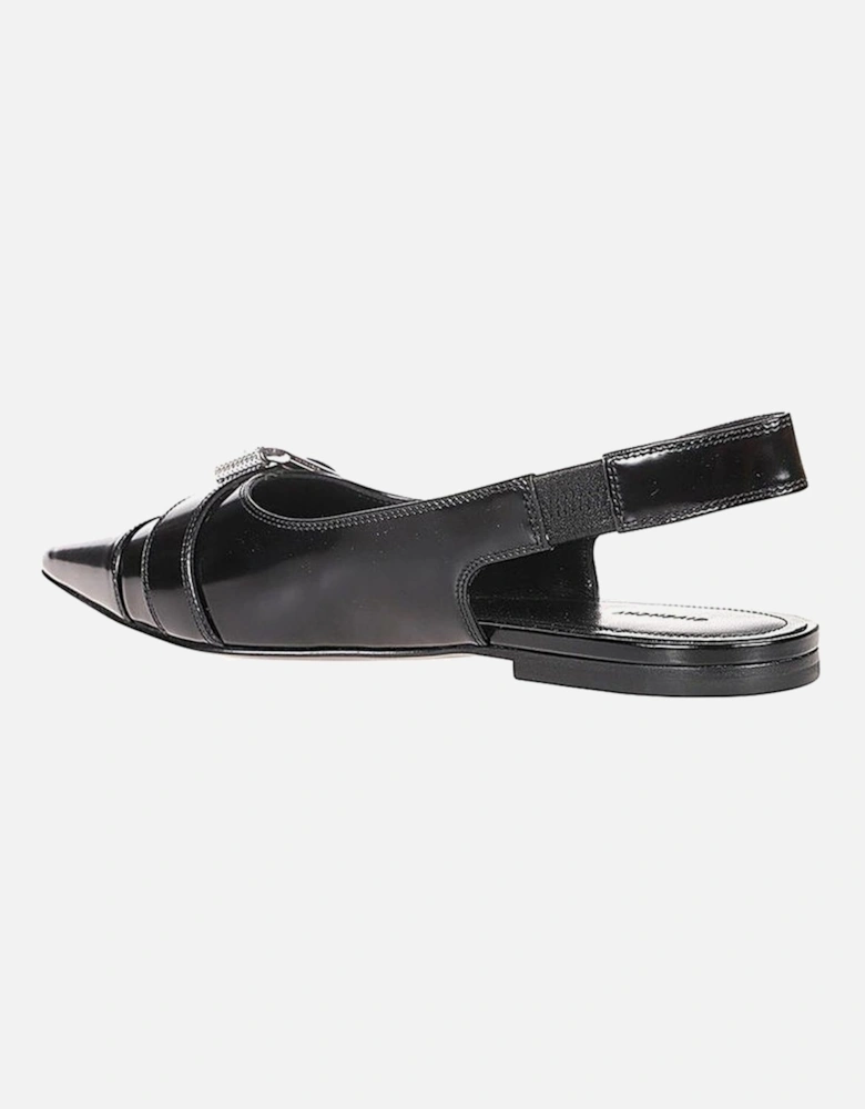 Pointed Toe Leather Strap Heels Women - Black Shoes