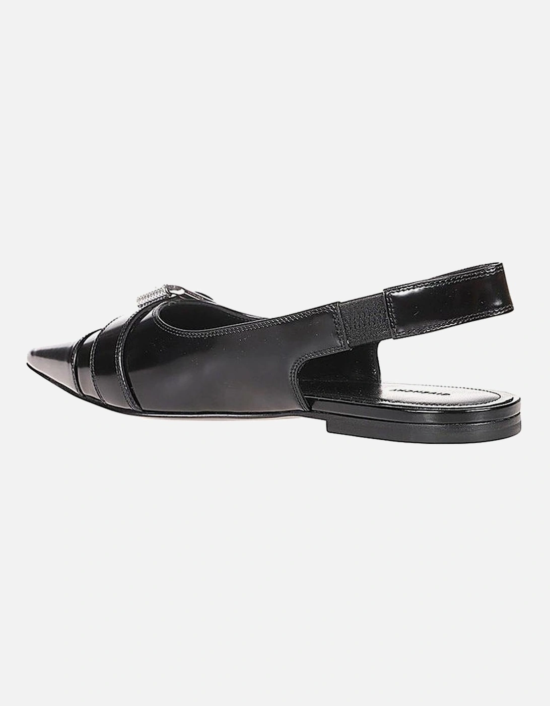 Pointed Toe Leather Strap Heels Women - Black Shoes