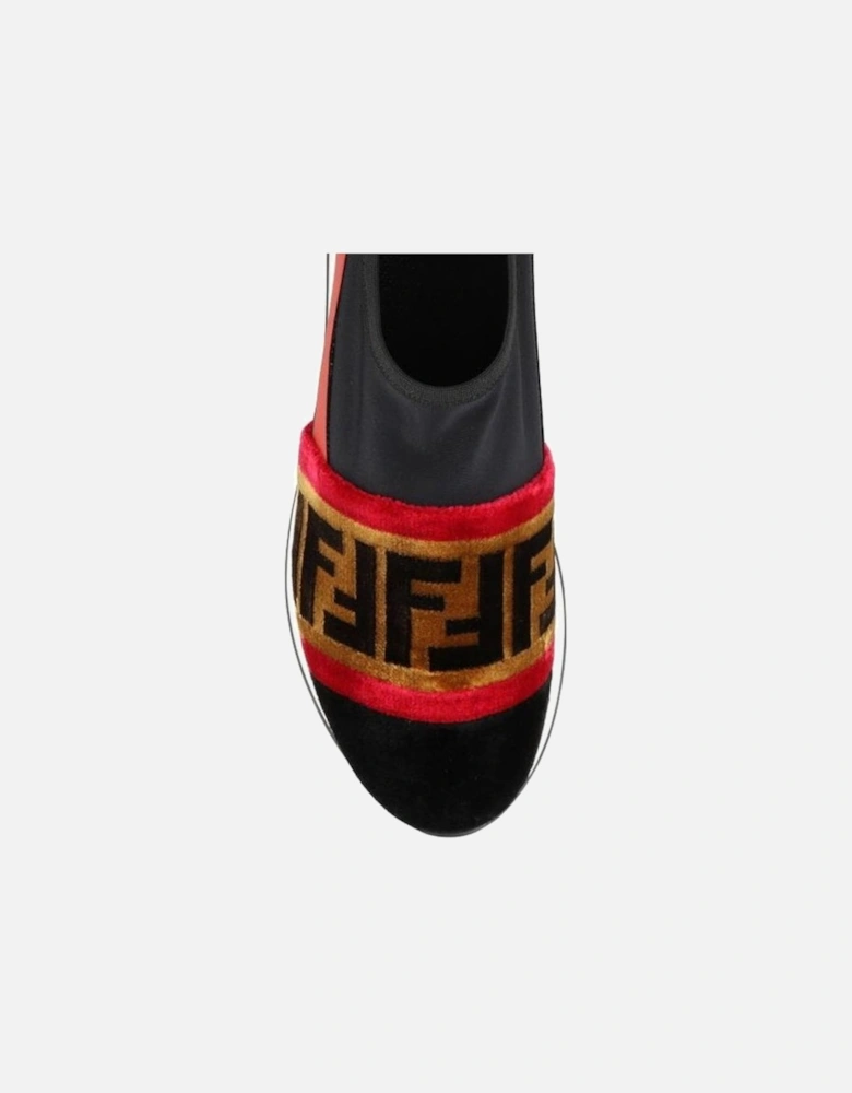 Round Toe Slip-On Shoes with Logo Detail Women - Black Sneakers