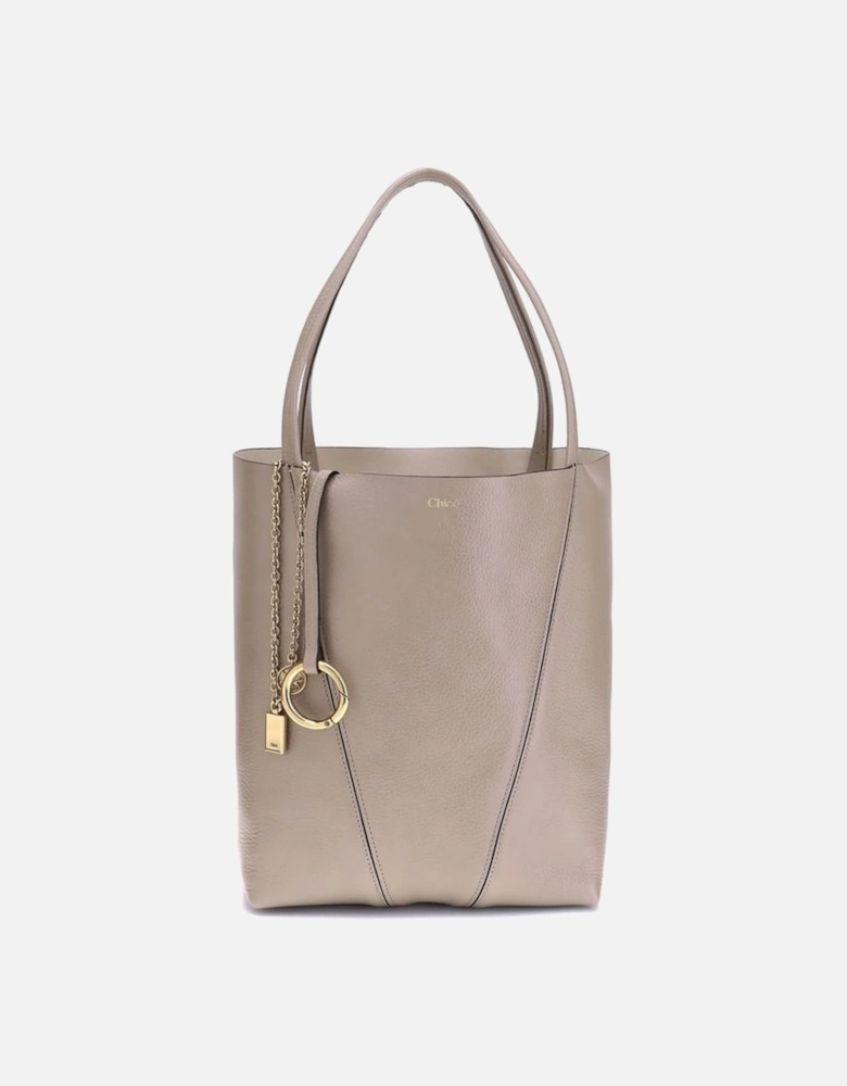 Grained Leather Shoulder Bag with Chain Pendant Women - Gray