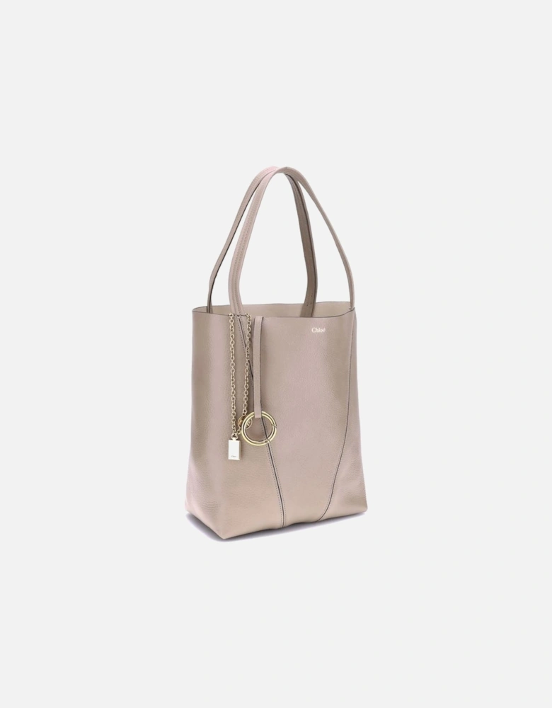 Grained Leather Shoulder Bag with Chain Pendant Women - Gray