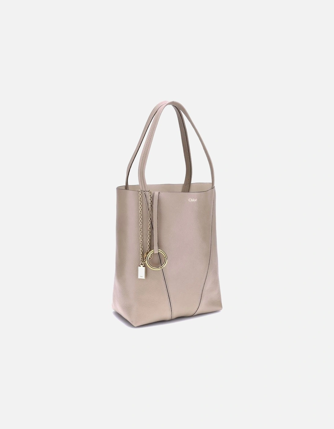Grained Leather Shoulder Bag with Chain Pendant Women - Gray
