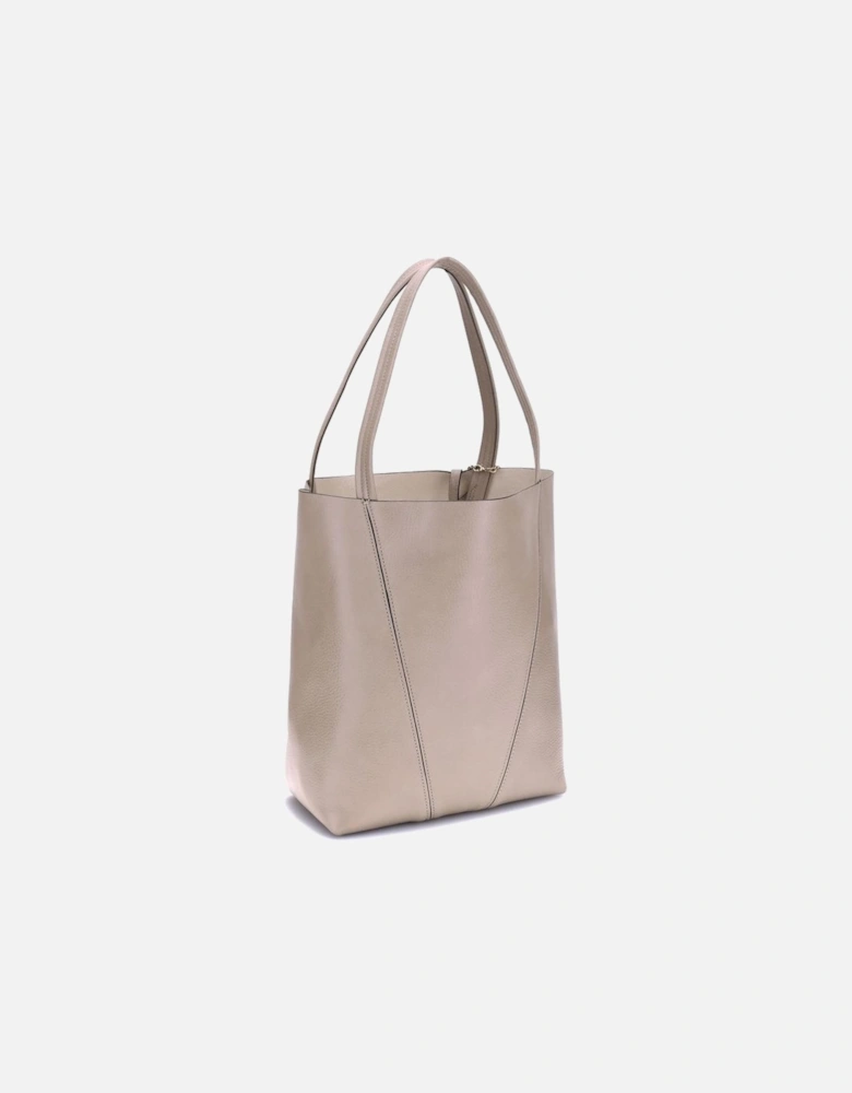 Grained Leather Shoulder Bag with Chain Pendant Women - Gray