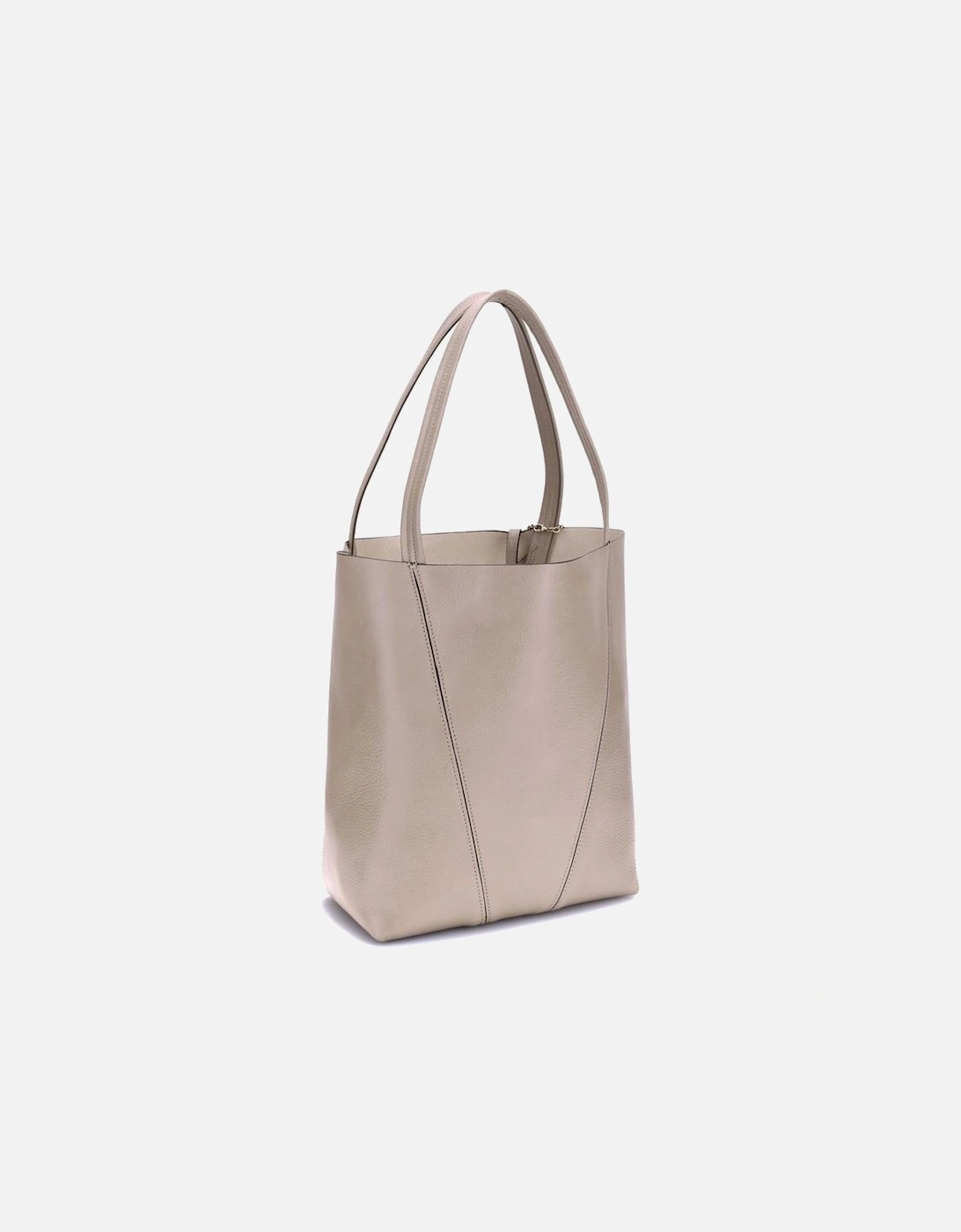Grained Leather Shoulder Bag with Chain Pendant Women - Gray