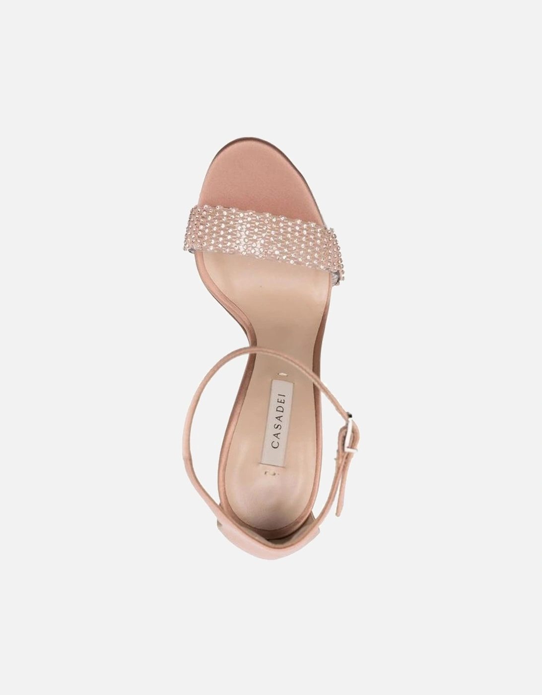 Silk Ankle Strap Heels with Rhinestones Women - Beige Sandals