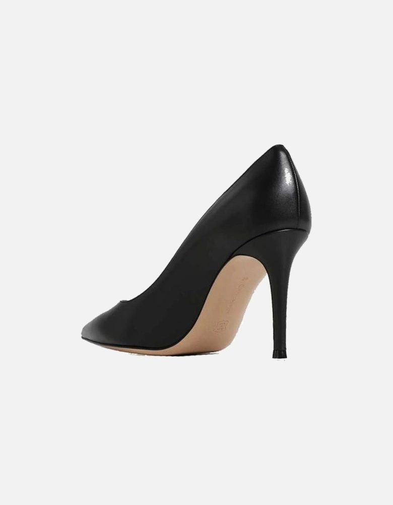 Pointed Toe Leather Slip-On Heels Women - Black Pumps
