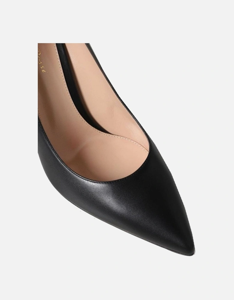 Pointed Toe Leather Slip-On Heels Women - Black Pumps