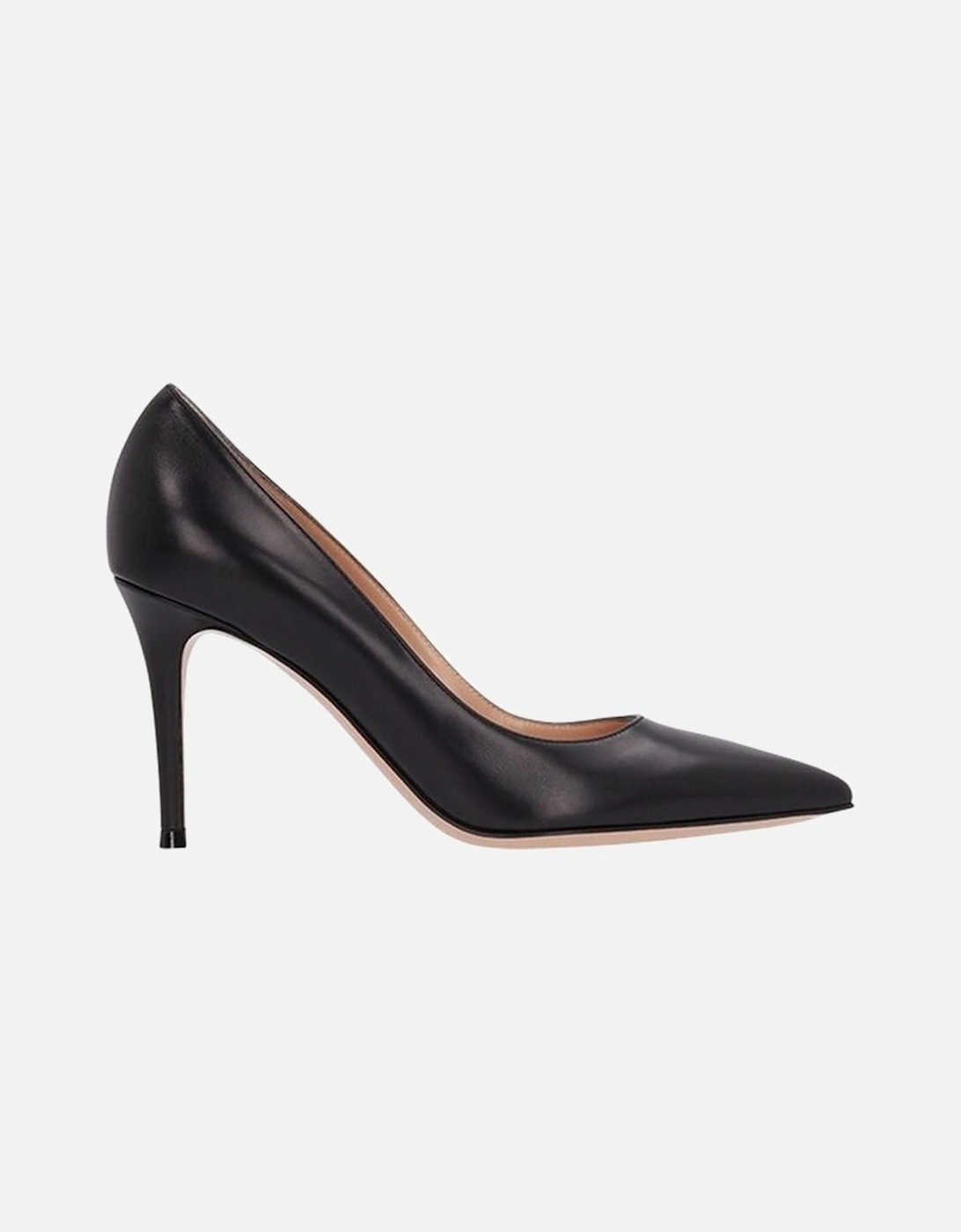 Pointed Toe Leather Slip-On Heels Women - Black Pumps, 5 of 4