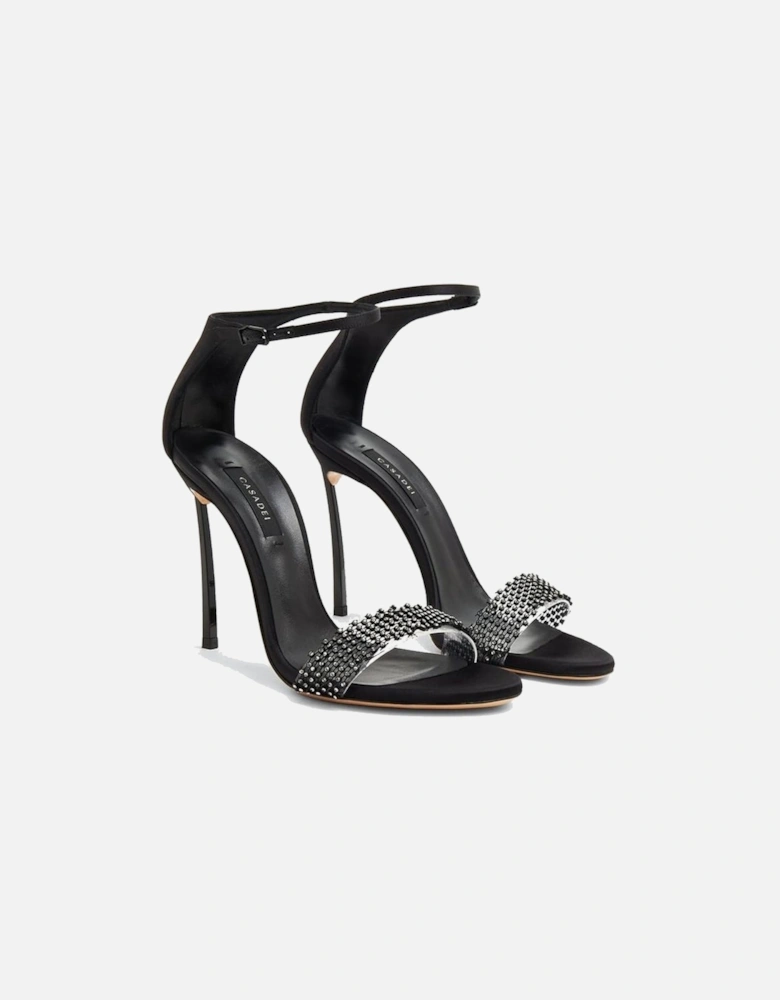 Silk and Leather Blade Heel Sandals Women - Black