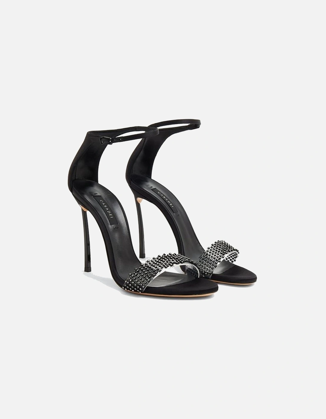 Silk and Leather Blade Heel Sandals Women - Black