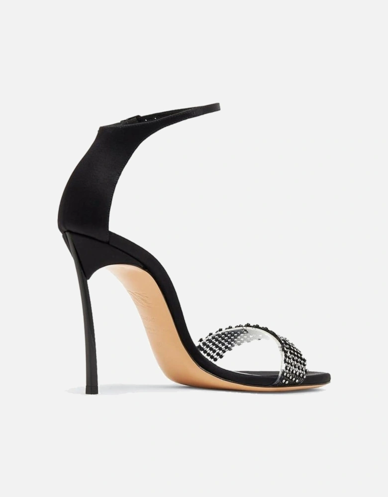 Silk and Leather Blade Heel Sandals Women - Black