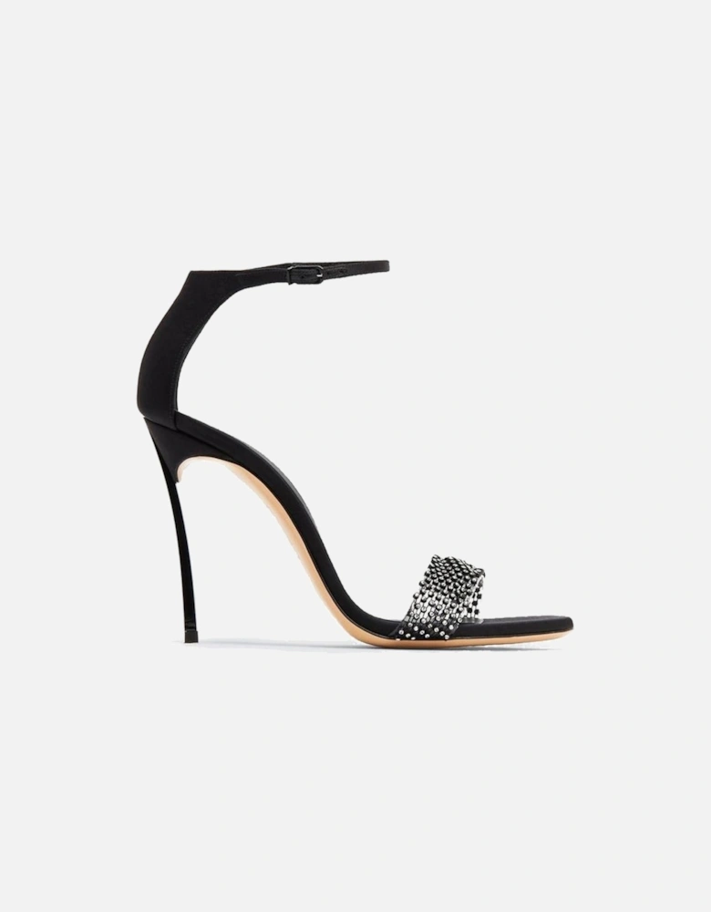 Silk and Leather Blade Heel Sandals Women - Black
