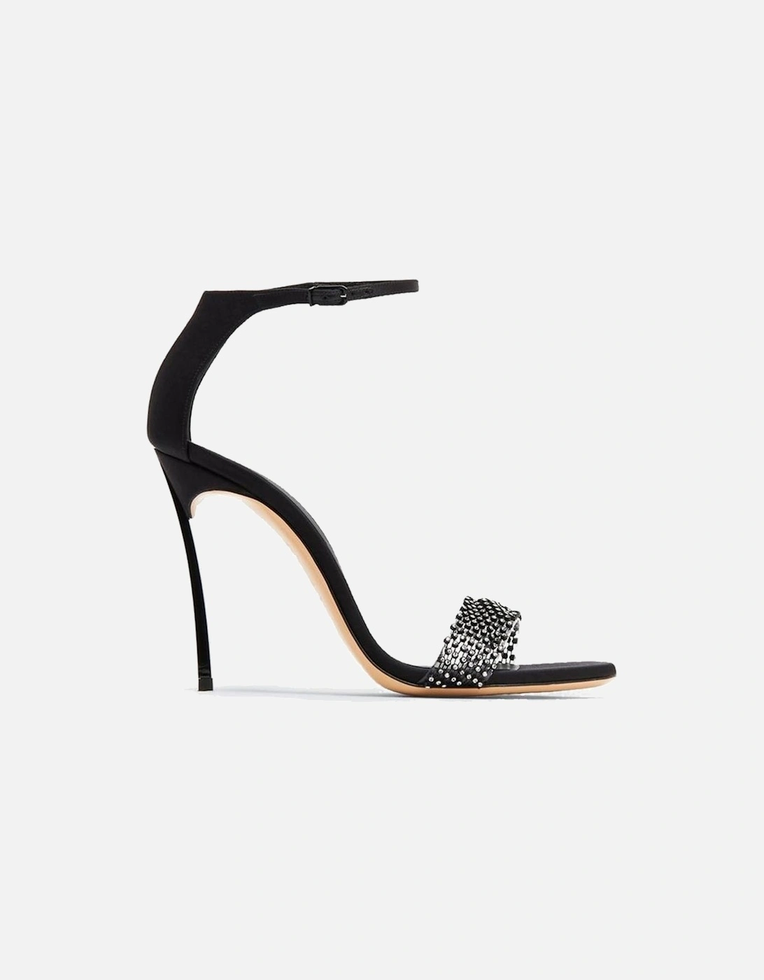 Silk and Leather Blade Heel Sandals Women - Black, 4 of 3