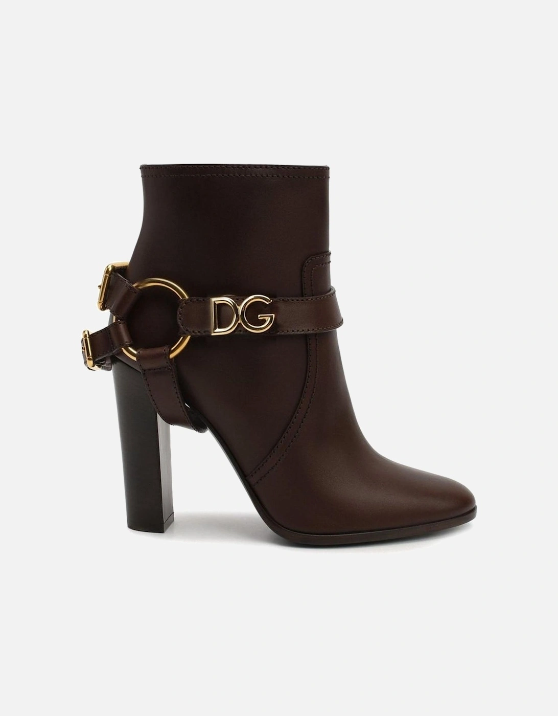 Detachable Tag Leather Heeled Boots Women - Brown, 4 of 3