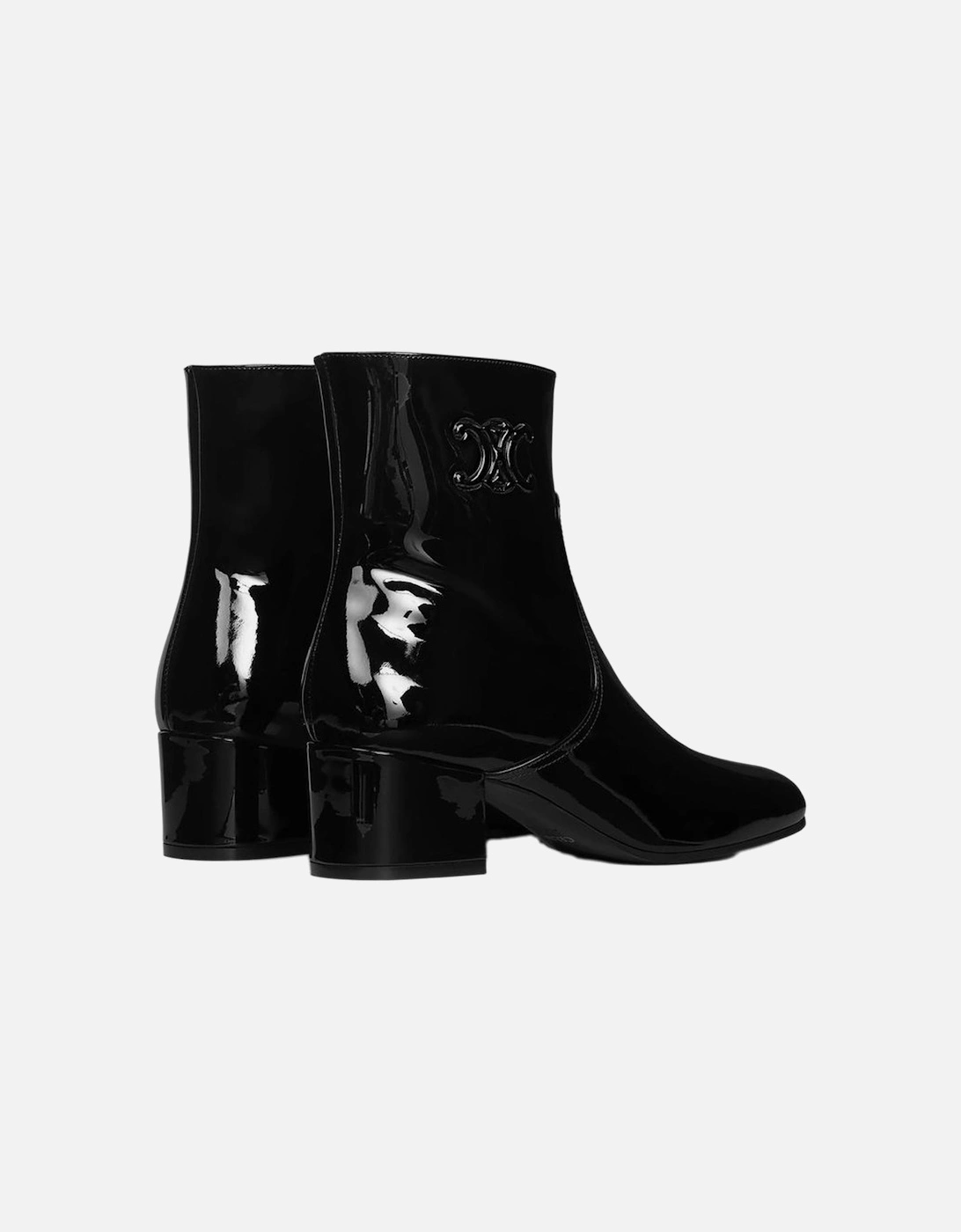 Patent Leather Ankle Boots with Side Zip Women - Black