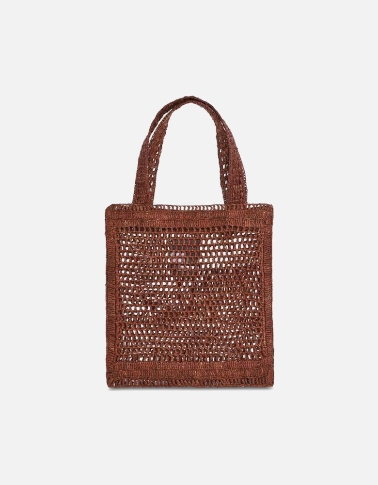 Raffia Tote Bag with Banana Pendant Women - Brown Shoulder Bags