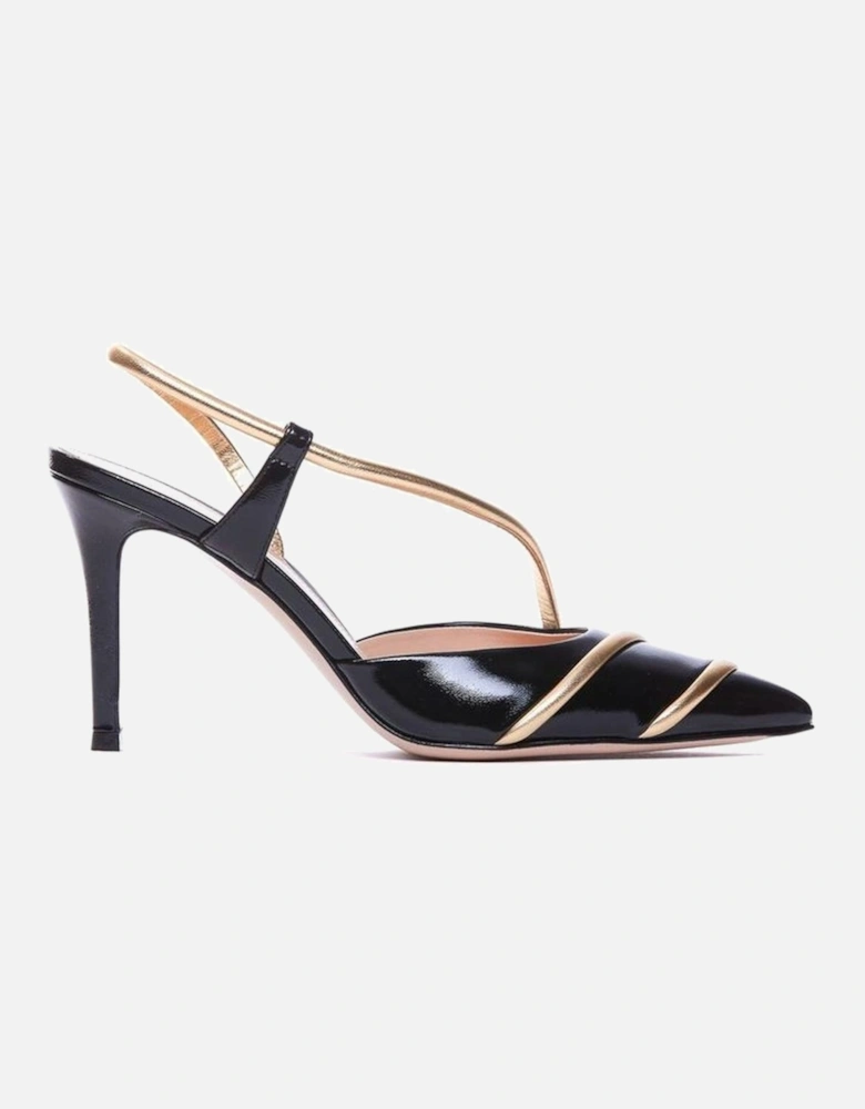 Pointed Toe Leather Slip-On Heels Women - Black Pumps