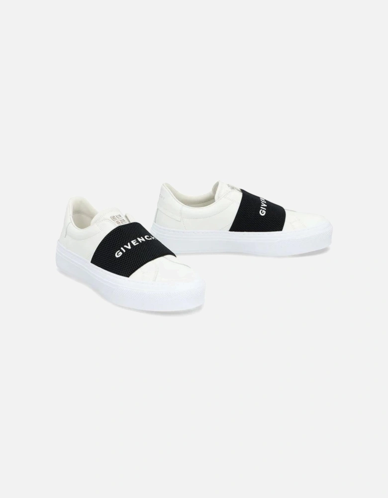 Calf Leather Slip-On Shoes with Logo Embroidery Women - White Sneakers