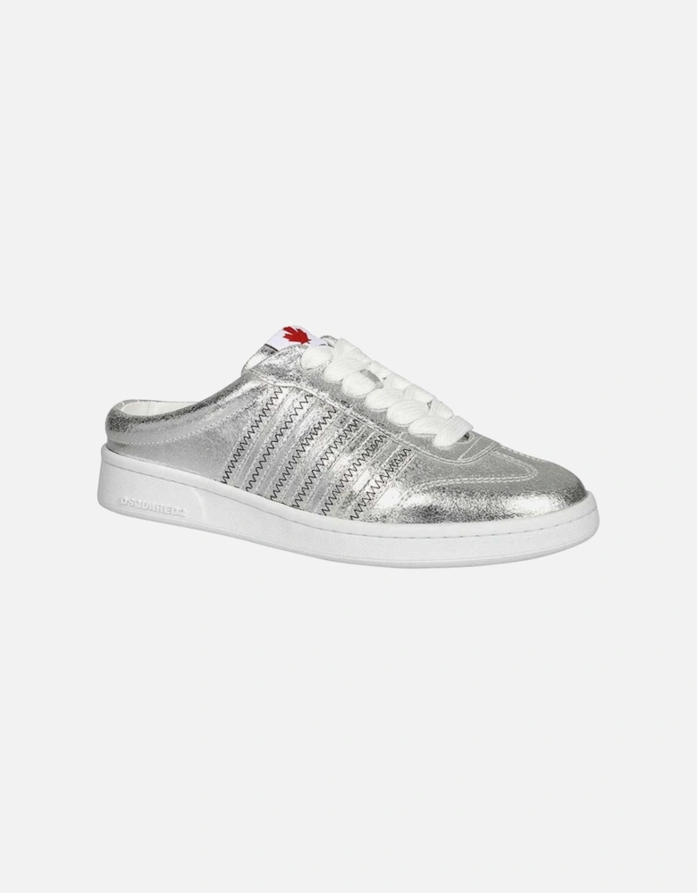Calf Leather Open Back Lace-Up Shoes Women - Silver Sneakers