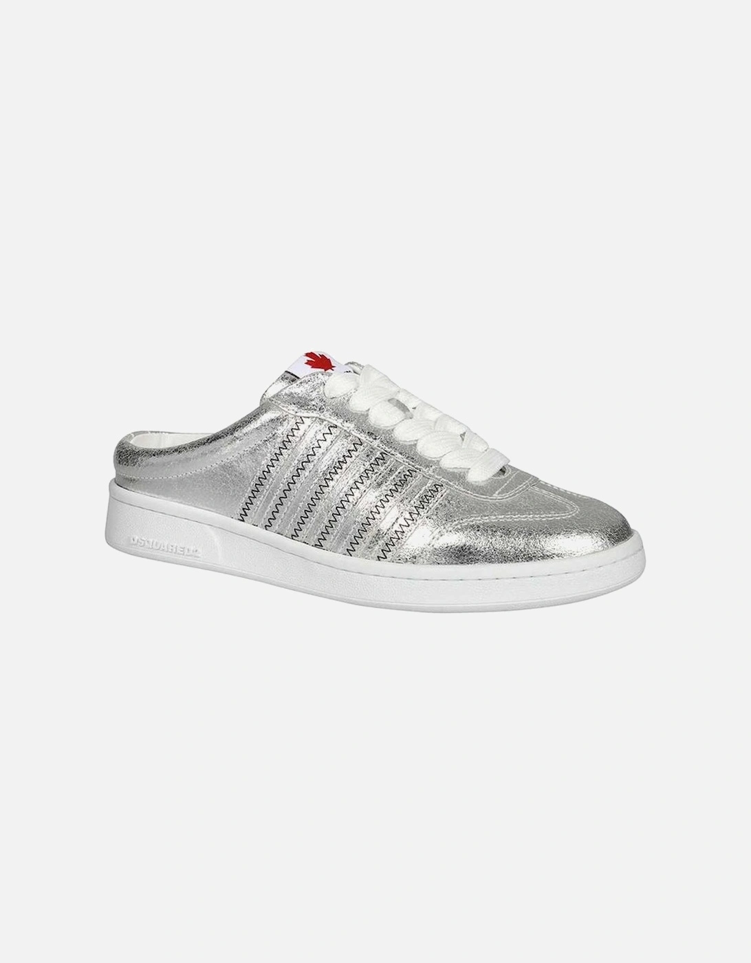Calf Leather Open Back Lace-Up Shoes Women - Silver Sneakers