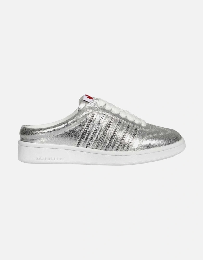 Calf Leather Open Back Lace-Up Shoes Women - Silver Sneakers