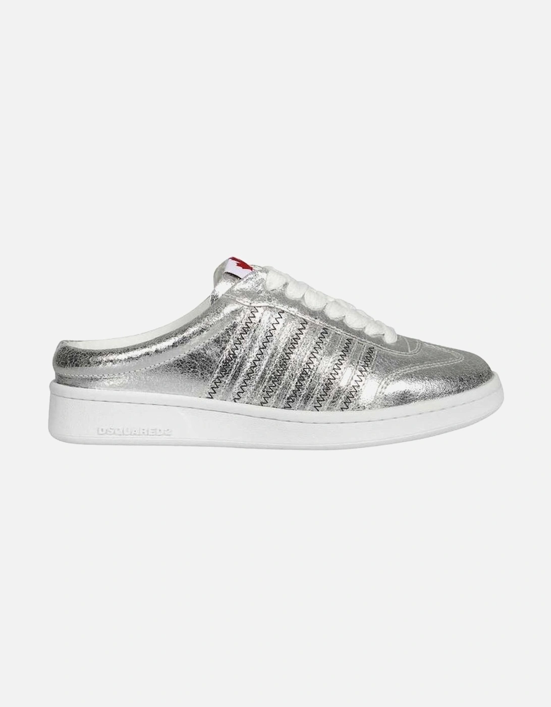 Calf Leather Open Back Lace-Up Shoes Women - Silver Sneakers, 4 of 3