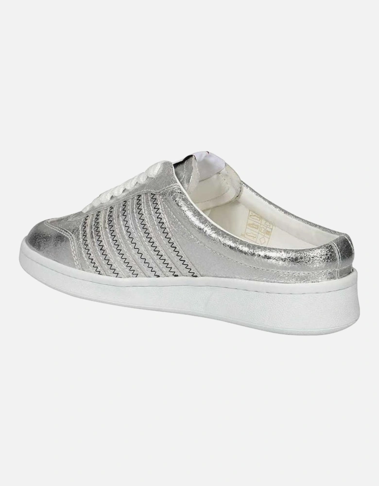 Calf Leather Open Back Lace-Up Shoes Women - Silver Sneakers