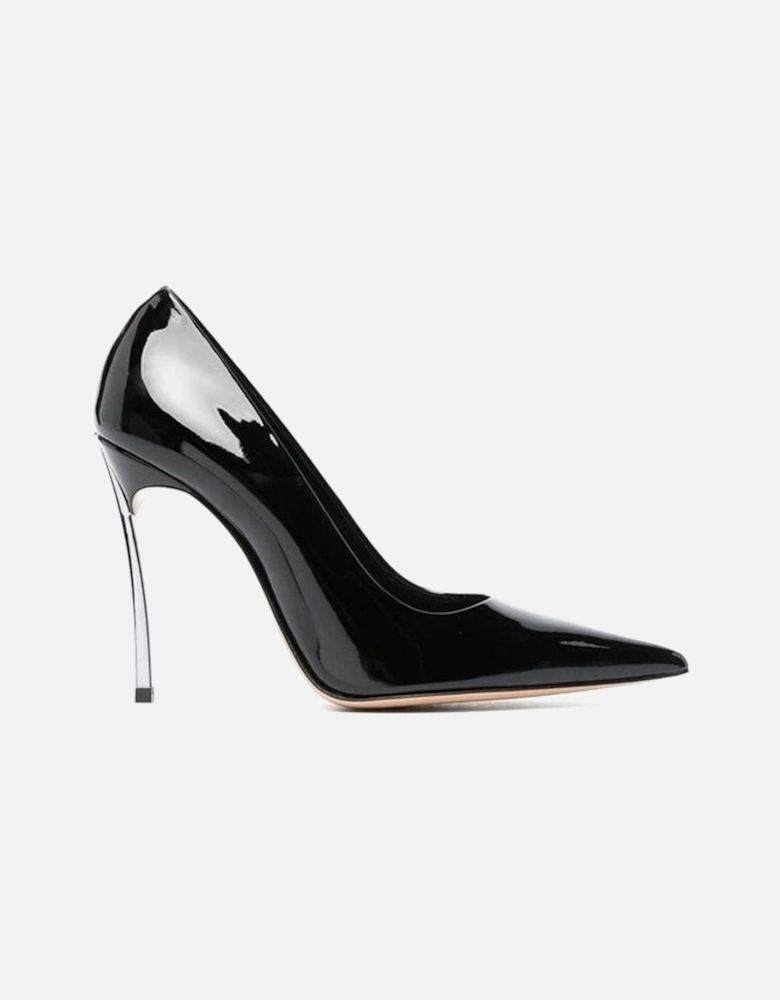 Pointed Toe Patent Leather Slip-On Heels Women - Black Pumps