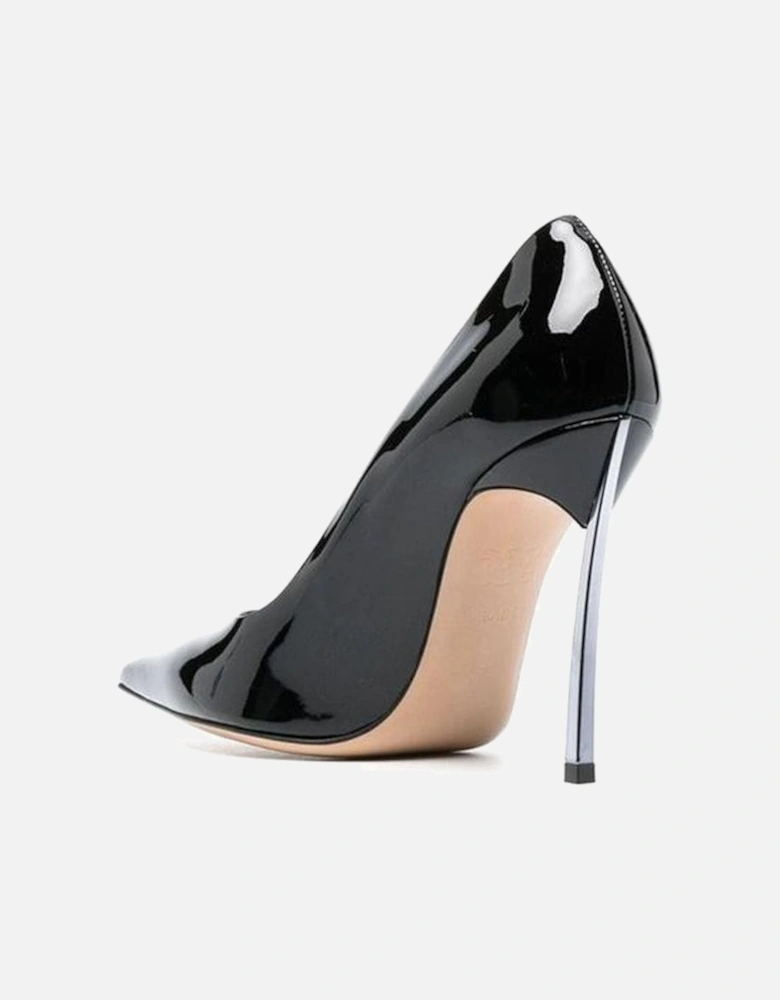 Pointed Toe Patent Leather Slip-On Heels Women - Black Pumps