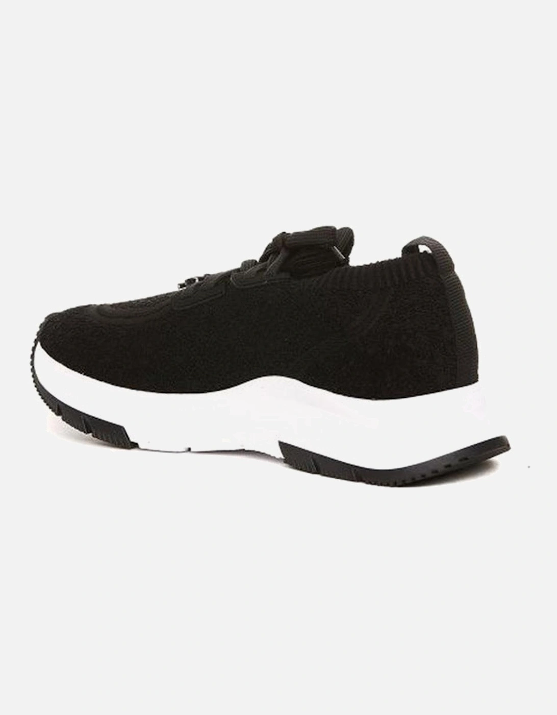 Round Toe Lace-Up Sneakers with Sock Effect Women - Black