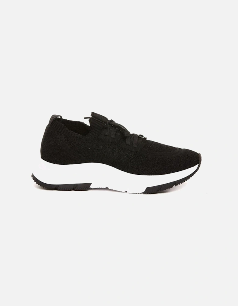 Round Toe Lace-Up Sneakers with Sock Effect Women - Black