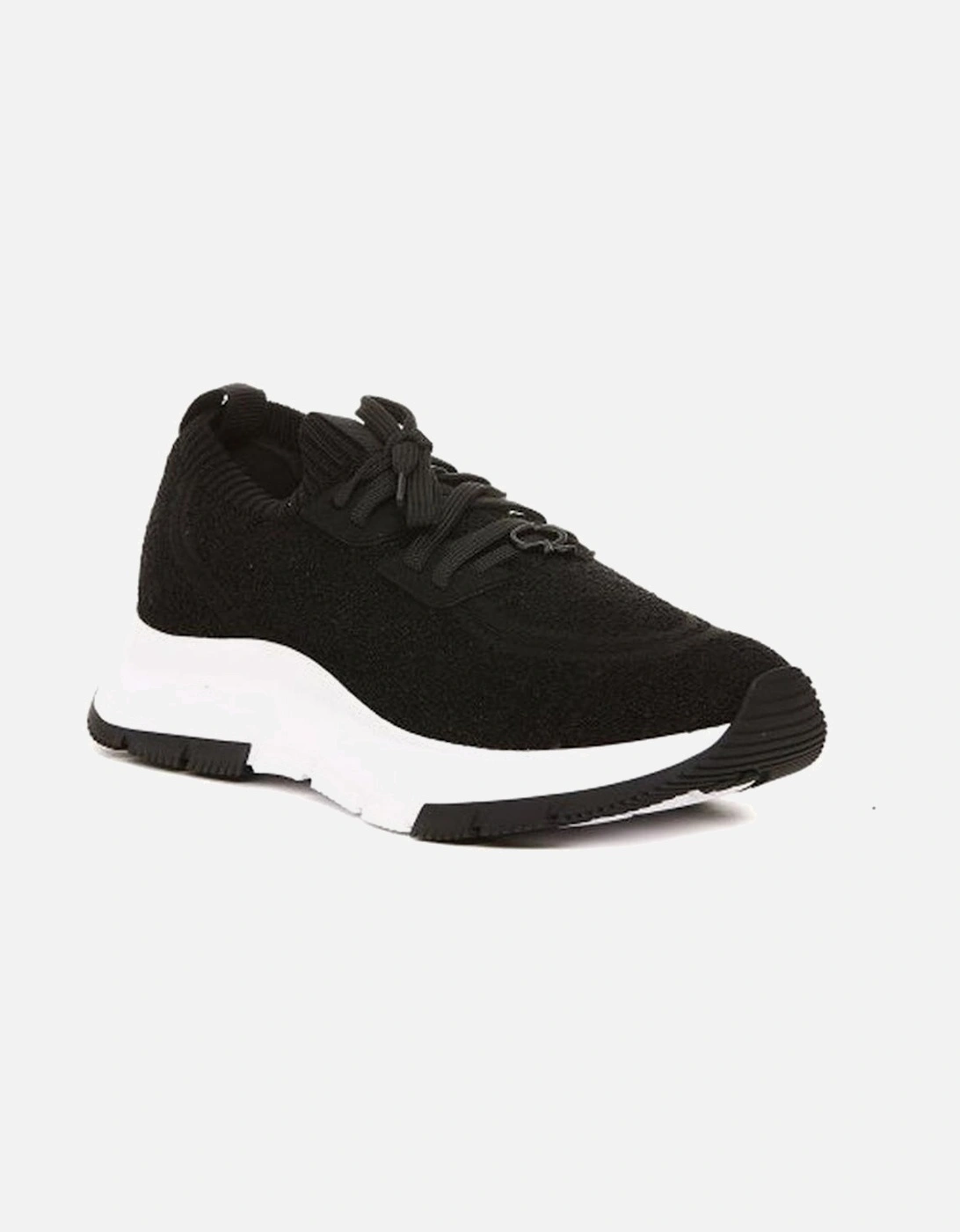 Round Toe Lace-Up Sneakers with Sock Effect Women - Black