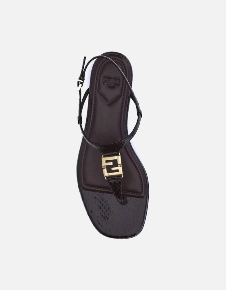 Square-Toed T-Bar Leather Flip-Flops Women - Purple Sandals