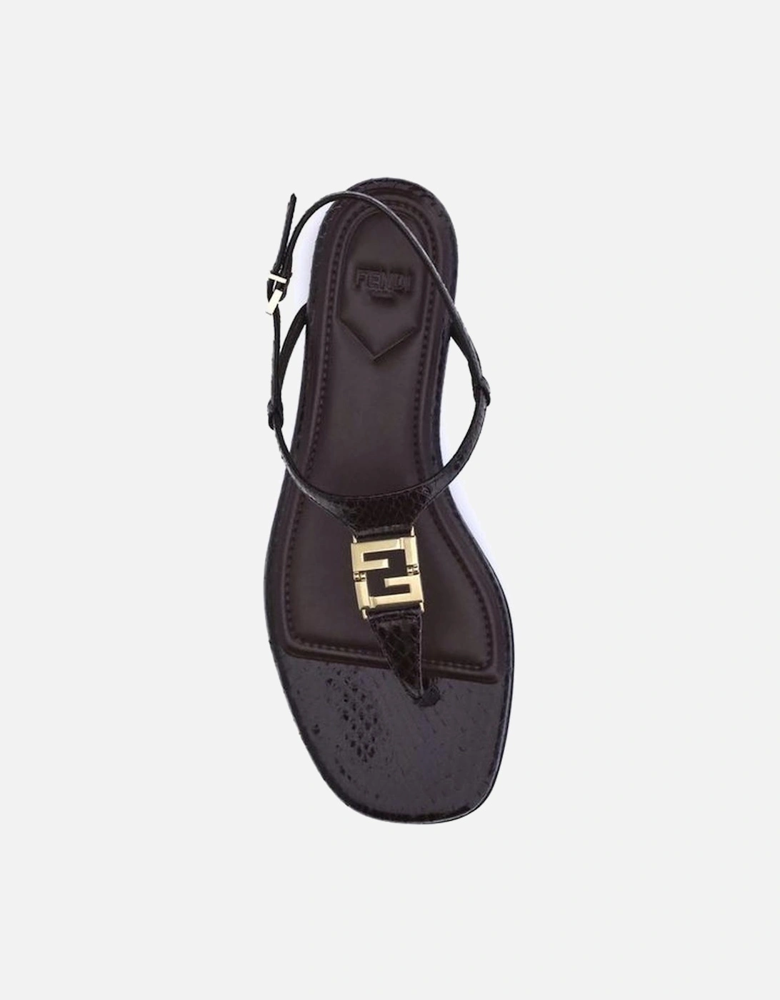 Square-Toed T-Bar Leather Flip-Flops Women - Purple Sandals