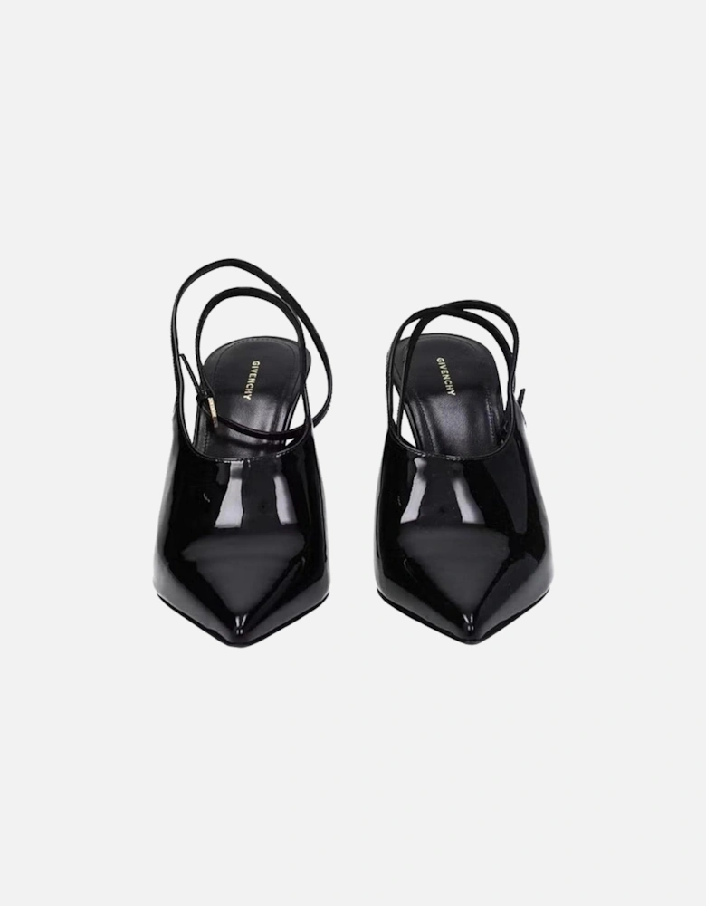 Patent Leather Pointed Toe Heels with Ankle Buckle Women - Black Pumps